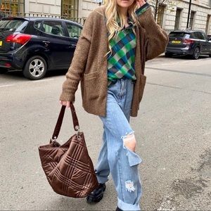 ZARA Oversized Heathered Knit Cardigan Size Large